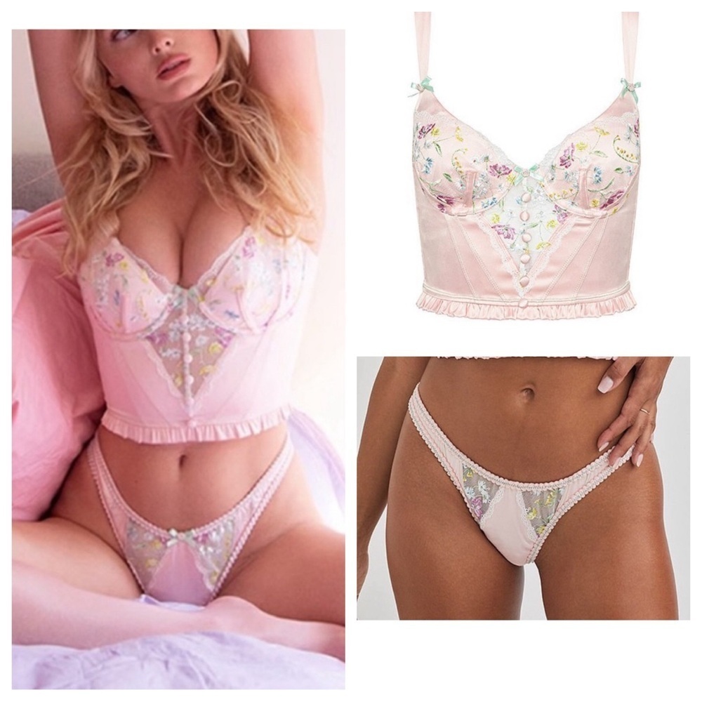 New! SET For Love & Lemons Midsummer Floral Bustier & Thong Panty 31150
